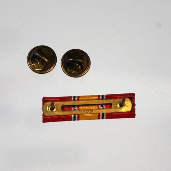 US Military Nation Defense Medal Ribbon Bar Double Clutch Back - Picture 2 of 2